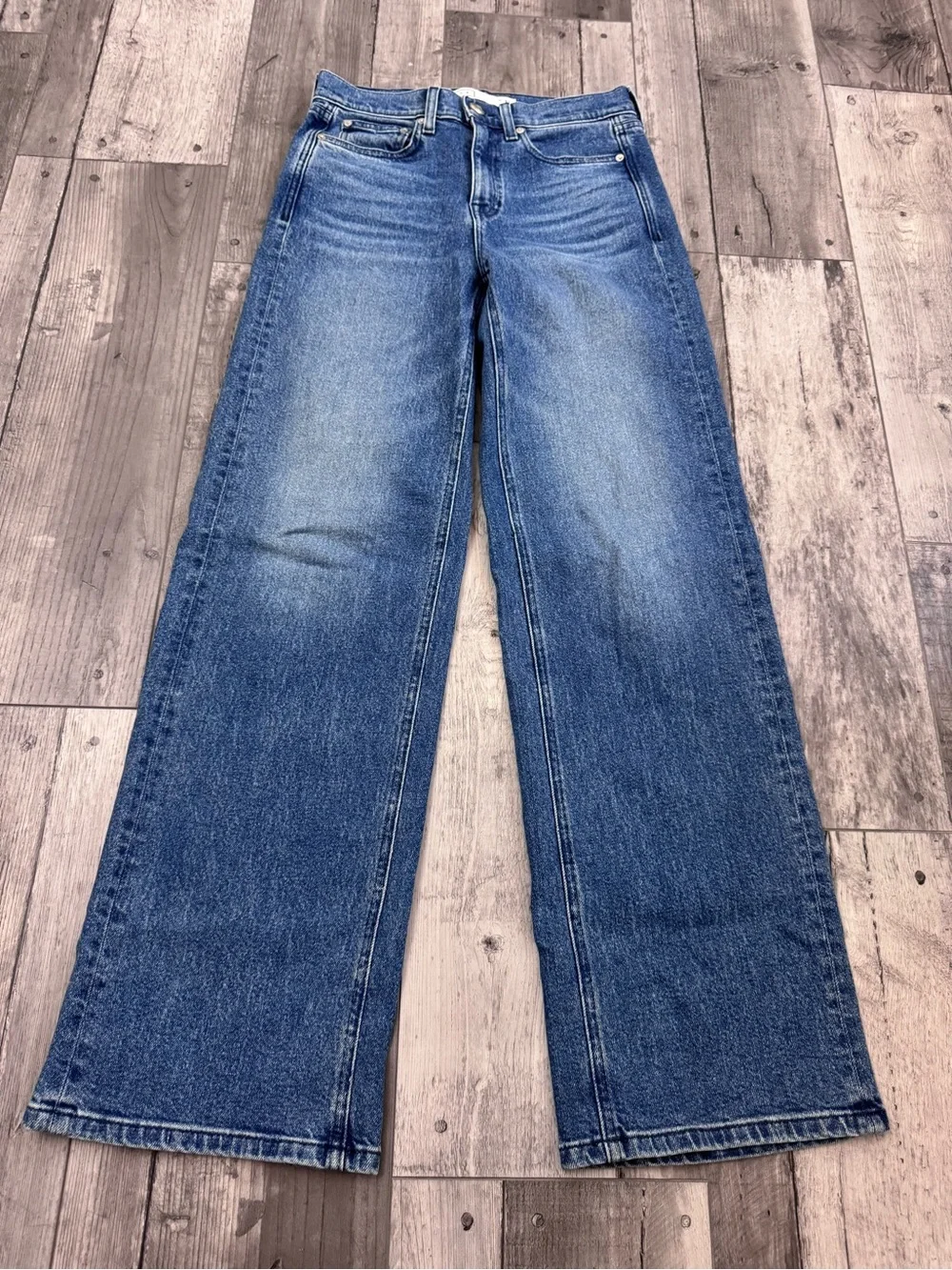 AYR Secret Sauce Wide Leg Flare Jeans in Medium Blue Wash - Picture 1 of 10